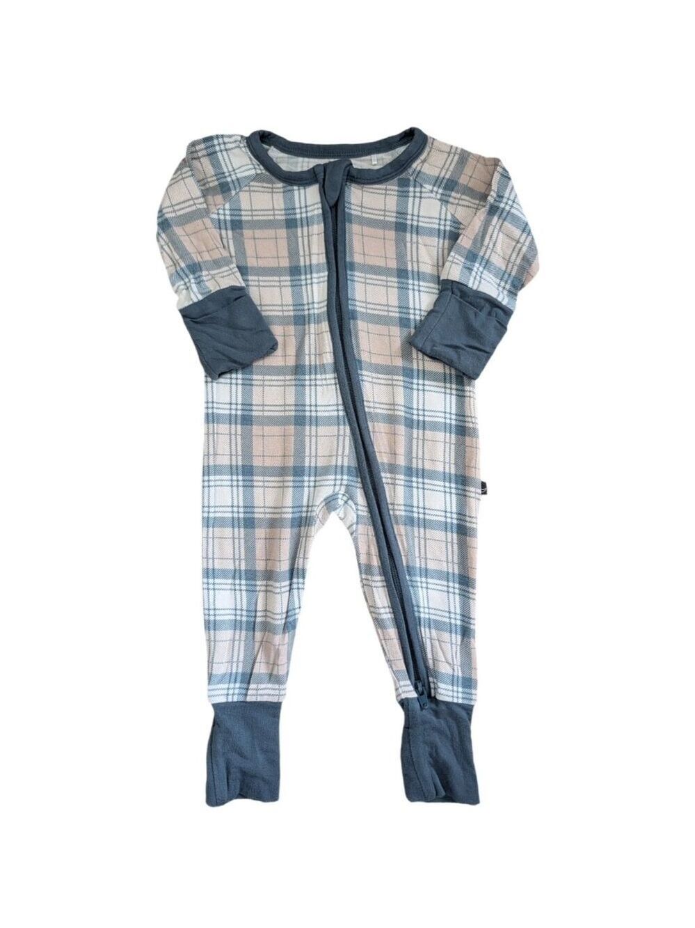 🇨🇦 The Sleepy Sloth Bamboo Blue Plaid Zippy Newborn (fits generously)